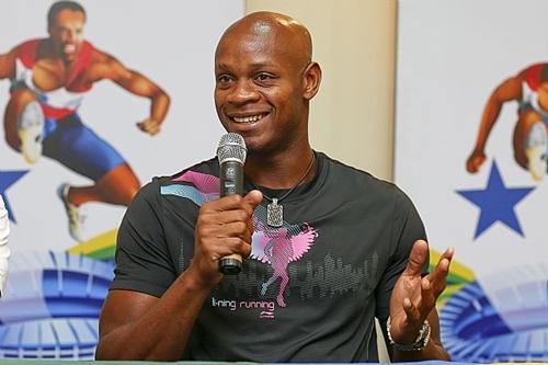 Asafa Powell concede entrevista coletiva em Belém / Foto: Wagner Carmo / CBAt