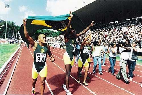 Vicente Lenilson, André Domingos, Rafael de Oliveira e Cláudio Roberto em competição no Estádio Célio de Barros / Foto: Arquivo/CBAt