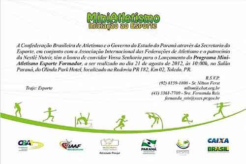 Convite MiniAtletismo/ Foto: Divulgação/CBAt