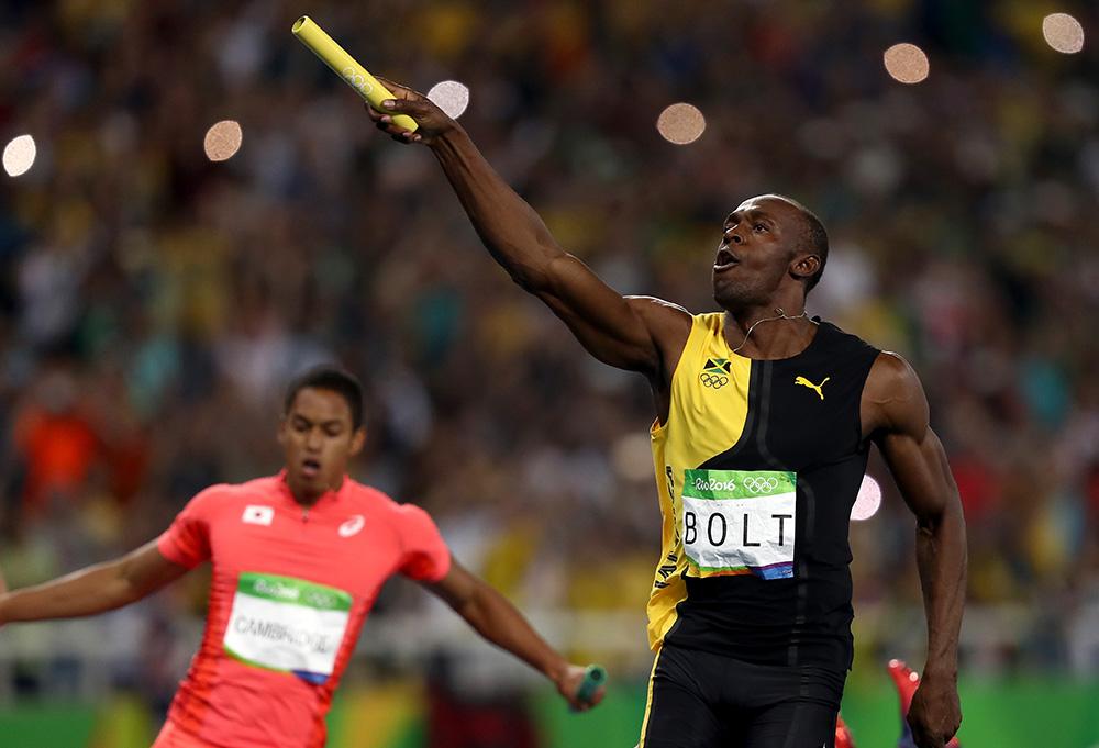  Em sua última participação nos Jogos Rio 2016 e, segundo ele, do mundo Olímpico, o astro liderou a equipe jamaicana que atropelou os adversários / Foto: Phil Walter/Getty Images