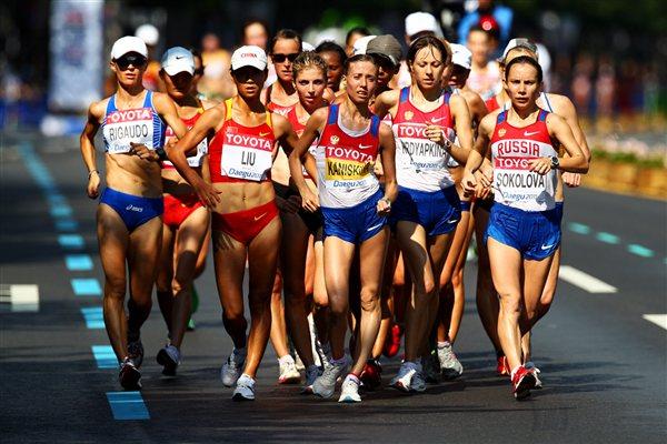 Nesta quarta-feira, 31 de agosto, Olga Kaniskina fez história no quinto dia do Mundial de Atletismo, que está sendo realizado na cidade de Daegu, Coreia do Sul. A russa conquistou o tricampeonato de marcha atlética de 20 quilômetros / Foto: Getty Images/IAAF