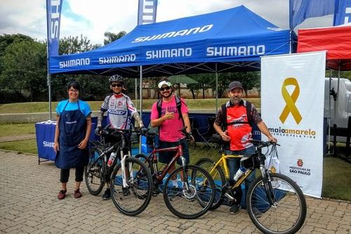 Durante o mês, a marca japonesa atendeu ciclistas nos Parques da cidade e na Avenida Paulista. Já a Ação de Suporte Neutro na Ciclovia do Rio Pinheiros vai até setembro / Foto: Shimano / Divulgação