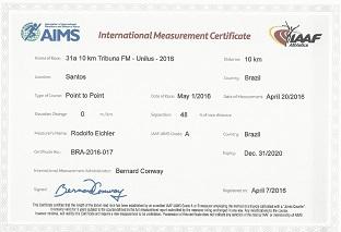 Certificado da IAAF / Foto: Divulgação