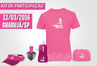 O kit inclui camiseta em tecido tecnológico, número de peito, chip, squeeze, bolsa e viseira, todos personalizados e na cor rosa / Foto: Divulgação