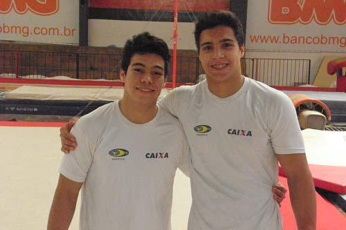 Sérgio Sasaki e Pétrix Barbosa da Seleção Brasileira Adulta de Ginástica/ Foto: João Lidington