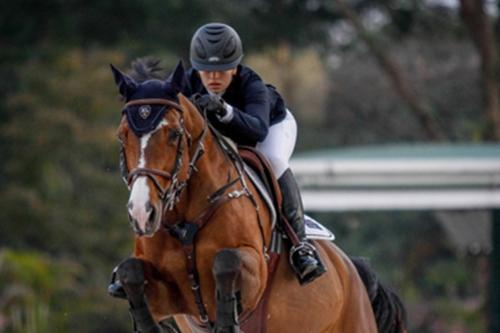 Bianca Rodrigues com Abernante, conjunto vice-campeão americano junior 2013, em prova no Clube Hípico de Santo Amaro, em 10/8 / Foto: Luis Ruas