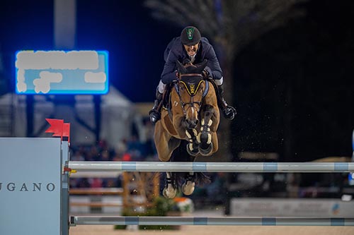 Eduardo Menezes e Magnolia Mystic em GP 5* em fevereiro de 2020 nos EUA  / Foto: Jacquie Porcaro / Haras Mystic Rose