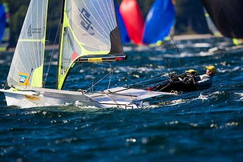 Bicampeão olímpico e o proeiro Gabriel Borges aproveitaram o cancelamento das últimas regatas da flotilha prata para treinar e se preparar para o Mundial / Foto: Pedro Martinez/Energy Sailing