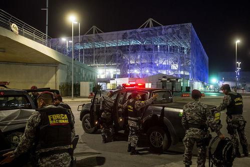 Suspeita de bomba chegou a evacuar Estádio Aquático, no Parque Olímpico / Foto:  Chris McGrath / Getty Images