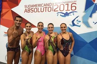 Renan, Luisa, Lara, Duda e Giovana - ouro para o Brasil / Foto: Divulgação CBDA