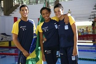 Cerimonia de Abertura - Giovanny Lima, Ana Giulia e Bruna Primati  / Foto: Satiro Sodré / SSPress / CBDA