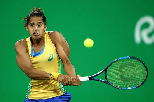 Teliana Pereira é a dupla de Marcelo Melo: os dois venceram e avançaram às quartas / Foto: Cameron Spencer / Getty Images