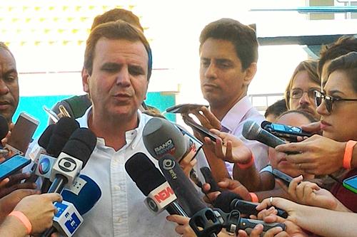 Eduardo Paes, durante coletiva na inauguração do novo Maria Lenk / Foto: Esporte Alternativo