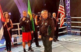 Juan Nogueira comemora a classificação olímpica / Foto: Confederação Brasileira de Boxe