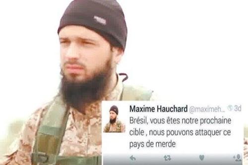 Terrorista Máxime Hauchard havia ameaçado Brasil no Twitter, no ano passado / Foto: Reprodução