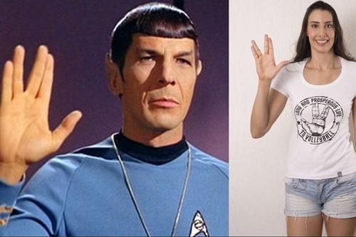 Sheilla posa para foto de divulgação de sua coleção ao lado de Spock, de "Star Trek"