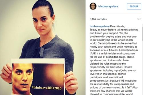 Isinbayeva posa para sua campanha na web / Foto: Reprodução / Instagram