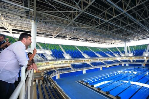 Leonardo Picciani, durante visita ao Estádio Olímpico de Esportes Aquáticos / Foto: Roberto Castro / ME