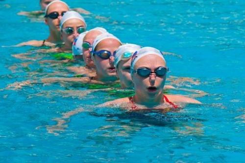 Equipe russa ensaia coreografia na piscina do Centro Aquático Maria Lenk / Foto: Rio 2016 / Alex Ferro