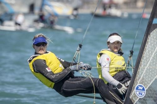 Kahena Kunze (E) e Martina Grael, na etapa de Mallorca da Copa do Mundo / Foto: Jesus Renedo / ISAF Divulgação