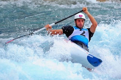 Tony Estanguet durante os Jogos Olímpicos de Londres 2012: terceira medalha de ouro conquistada / Foto: Getty Images