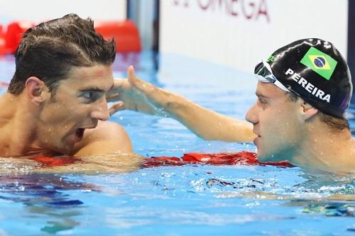 Phelps e Thiago nadaram juntos novamente nesta quarta / Foto: Flavio Florido/Exemplus/COB