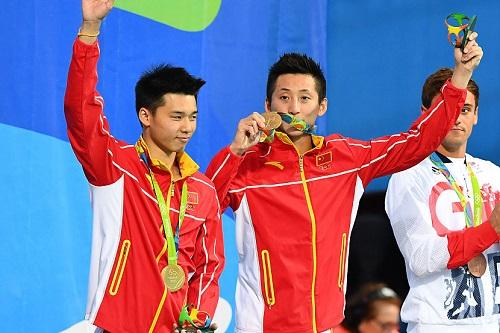 Dupla formada por Aisen Chen e Yue Lin venceu na plataforma de 10m sincronizado masculino / Foto: Quinn Rooney/Getty Images