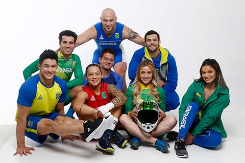 Arthur Nory (ginástica artística), Beatriz Ferreira (boxe), Henrique Avancini (ciclismo MTB), Larissa Pimenta (judô), Marcelo Chierighini (natação), Marcus Vinícius D'Almeida (tiro com arco), Priscilla Stevaux (ciclismo BMX), e Serafim Veli (levantamento de pesos)  / Foto: Divulgação