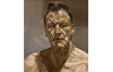 O último trabalho do falecido Lucian Freud está sendo exposto pela primeira na Galeria Nacional de Retratos de Londres