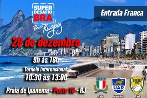 No dia 20/12, Ipanema será palco de torneio internacional de rugby de areia