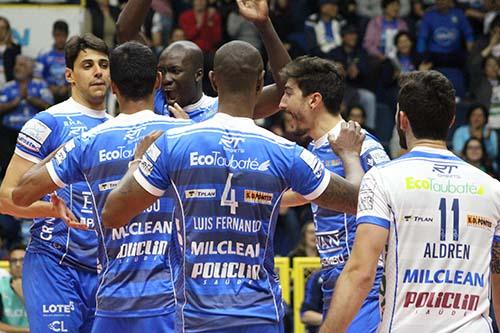 Jogando na noite desta sexta-feira, 10 de agosto, a equipe da EMS Taubaté Funvic recebeu o Corinthians-Guarulhos pela primeira rodada do Campeonato Paulista Masculino de Vôlei 2018  / Foto: Divulgação