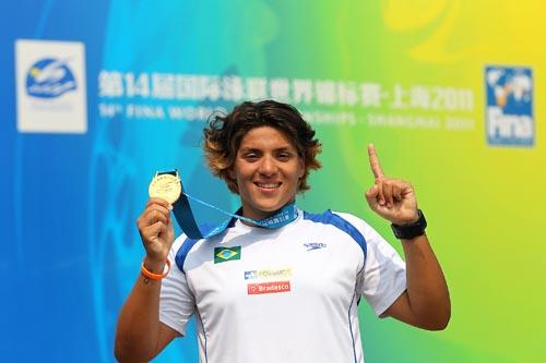 Na manhã de sábado, dia 23 de Julho, Ana Marcela Cunha se tornou a primeira mulher brasileira a subir no lugar mais alto do pódio em toda a história do Mundial dos Esportes Aquáticos / Foto: : Satiro Sodre/AGIF