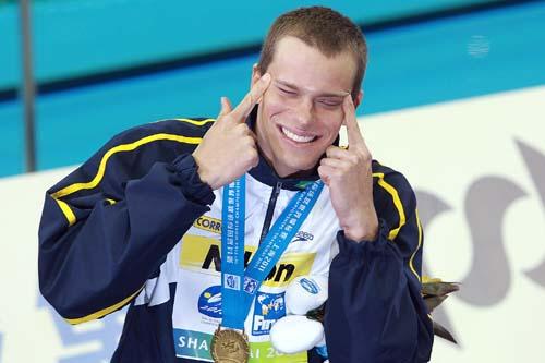 Na noite deste sábado, 30/07, em Xangai, e manhã do mesmo dia em Brasília, Cesar Cielo conseguiu o bicampeonato mundial dos 50m livre e igualou o feito do americano Tom Jagger e do russo Alexander Popov / Foto: AGIF / Satiro Sodré