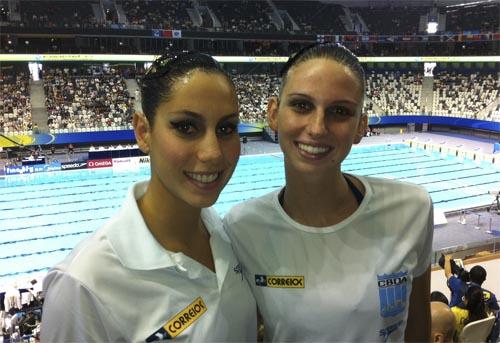 Brasileiras Lara Teixeira e Nayara Figueira durante o Mundial de Xangai. Nayara Figueira, do Paineiras do Morumby, venceu o solo livre, última prova do Campeonato Brasileiro Absoluto de Nado Sincronizado Na / Foto: : Esporte Alternativo